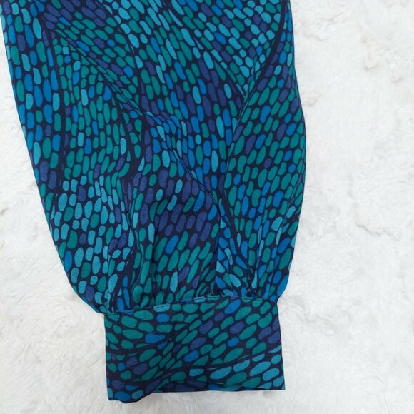 Chadwicks Womens Silky Knot Front Empire Waist Blouse Multicolor Long Sleeve - Picture 11 of 11